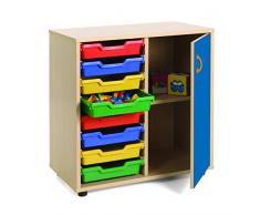 Mobeduc Mueble Infantil Bajo cubetero Armario 700, Haya, Haya y Azul Oscuro, 90x40x76.5 cm