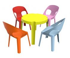 Resol Rita Set Infantil de 4 1, 1 Mesa Lima + 4 Sillas Roja/Rosa/Azul/Naranja, 60x51x78 cm, 5 Unidades