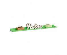 Relaxdays Estante Flotante Estrecho, Madera, Verde, 10x80x3.5 cm