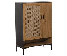 DRW Armario Zapatero con 2 Puerta de Madera en Negro y Natural 80x36x115 cm,ALT.Patas:15 cm