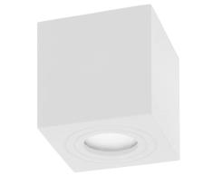 Adviti MEGY DLS GU10 Lampara Techo Salon Downlight Cuadrado Aluminio Max 50W IP54 (Blanco)