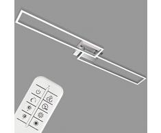 Briloner Leuchten - Lámpara de techo LED, lámpara de techo regulable, incluye control remoto, control de color de temperatura, función de luz nocturna y temporizador, cromo-aluminio, 1100x248 x78 mm