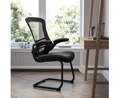 Flash Furniture Revestimiento Flash Sillas Laterales de Malla, Cuero Metal PlÃ¡stico Espuma Madera TÃ©cnica, Black Leather Soft, 24.75 W x 24.5 D x 39.25 H