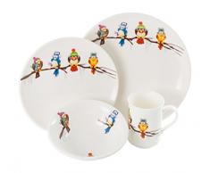La Cija Pájaros Frioleros - Vajilla Infantil de Porcelana Reforzada, Color Blanco