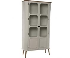 DRW - Vitrina con 2 Puertas de Madera en Blanco y Beige 99x38x184,5cm