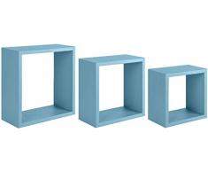 Homemania HOMSAN_079 Estante - Incubo, MDF, Azul, 35 x 35 x 15.5/ 30 x 30 x 15.5/ 25 x 25 x 15.5