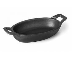 LACOR 25781 Cacerola Oval sin Base Magma, Hierro Fundido, Negro, 15 cm