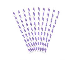 PartyDeco SPP1-004 - Pajitas de papel (19,5 cm, 10 unidades), color morado y blanco