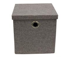 JVL – Bolsa Plegable con Tapa Caja de Almacenamiento de Tela con Asas de Cromo, Gris Oscuro