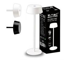V-TAC LÃ¡mpara de Mesa InalÃ¡mbrica LED Regulable con Controles TÃ¡ctiles Blanca para Interiores y Exteriores IP54 para el Hogar o Restaurante - BaterÃ­a 4400 mAh - Luz Blanca CÃ¡lida 3000 K - 2W