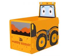Kidsaw JCB Barro Amigos Caja de Juguetes, Madera, Amarillo, 39 x 59 x 59 cm