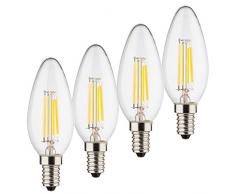 Müller-Licht – 400190 a + +, 7er Juego de Retro de bombilla LED Forma de Vela, equivalente a 40 W, cristal, E14, color blanco, 3.5 x 3.5 x 9.8 cm