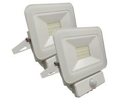 LED ATOMANT Pack 2x Foco Proyector LED 20W con Sensor de Movimiento. Color Blanco Frio (6500K). 1800 lumenes. IP65 Impermeable.
