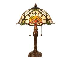 Lumilamp 5LL-5390 Art Deco Tiffany - LÃ¡mpara de mesa (cristal, 40 x 50 cm, 2 bombillas E27 de 60 W mÃ¡x.), multicolor Pantalla de cristal hecha a mano.