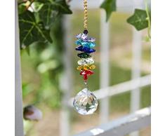 atrapaluz Chakra de prismas Arcoiris Pendientes, candelabro con esferas de Cristal