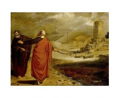 Pynas Aaron Transforming Water Of Nile Into Blood Premium Wall Art Canvas Print 18X24 Inch Agua pared