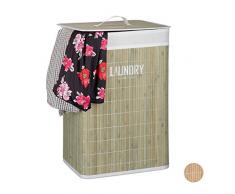 Relaxdays Cesto Ropa Sucia con Tapa y Plegable, Verde, 60 litros