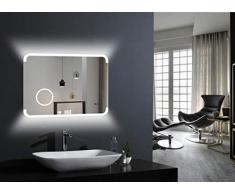 Talos Harmony - Espejo de baÃ±o con iluminaciÃ³n LED (80 x 60 cm, con 3 aumentos, Marco de Aluminio