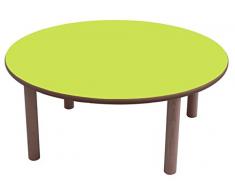 Mobeduc 600554.8H133 - Mesa infantil redonda, diámetro de 80 cm, talla 3, madera, color haya y verde manzana