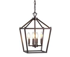 JONATAHAN Y - JYL7436A LÃ¡mpara Colgante Farol Pagoda Metal LED Ajustable ClÃ¡sica Tradicional para Comedor, SalÃ³n, Cocina, VestÃ­bulo, HabitaciÃ³n, Recibidor, 30 cm, Bronce Frotado en Aceite