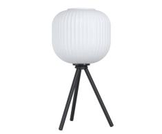 EGLO lÃ¡mpara de mesa Mantunalle, lÃ¡mpara de cabecera trÃ­pode escandinava, cristal en blanco y metal en negro, lÃ¡mpara de salÃ³n y dormitorio con interruptor, casquillo E27