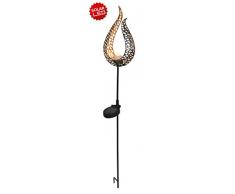 NÃ¤ve Leuchten LED Solar Estaca Llama, metal, 1Â W, Negro, 90Â x 16Â x 6Â cm