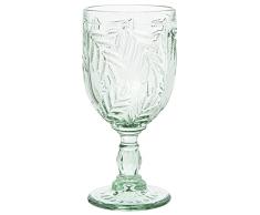DRW Set de 6 copas de cristal tallado de 270ml en verde 8x17cm