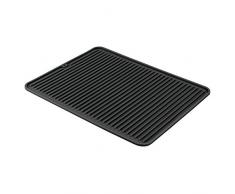 iDesign Secaplatos para fregadero, alfombrilla escurreplatos de silicona para fregadero de tamaño grande, escurridor de platos y vasos, negro