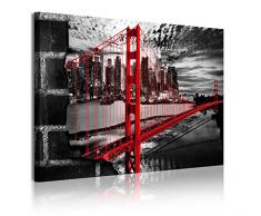 DekoArte 334 - Cuadro moderno en lienzo 1 piezas ciudad San Francisco puente Golden Gate, 120x3x80cm