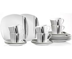 Ritzenhoff & Breker Kaffeeservice Nero Teilig Vajilla, Porcelana, Weiß Mit Schwarzen Linien, 26 x 21 x 22 cm, 18 Unidades