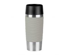 Emsa N2010900 Travel Mug Wave-Design - Taza tÃ©rmica (carcasa de acero inoxidable 18/10), Acero inoxidable (18/10). PlÃ¡stico (PP). silicona, Acero inoxidable/polvo gris., 360ml