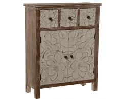 DRW Recibidor - Mesa de Entrada con 3 cajones y 2 Puertas de Madera repujada Abeto y DM 66x26x82cm