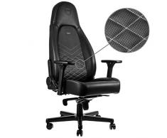 noblechairs Icon Silla de Gaming - Silla de Oficina - Silla de Escritorio - Reclinable a 135 ° - Cuero Sintético PU - 150 kg - Diseño de Asiento de Carreras - Negro/Blanco