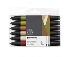 Winsor & Newton - Set de Rotuladores ProMarker, 6 Unidades, Tonos Paisaje 1