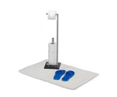 Relaxdays Alfombra de Baño Algodón, Antideslizante, Blanco 50x80 cm