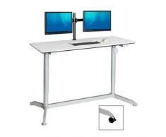 Seville Classics Airlift 54-Mesa de Escritorio con Soporte neumático para Silla de pie (máx. 44 de Altura), Color Blanco, Acero, 54 Inches
