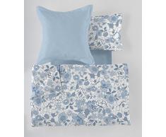 ES-Tela - Juego de Funda nórdica Estampada Erica (4 Piezas) - Color Azul - Cama de 105 cm. Incluye Funda(s) de cojÃn - 50% Algodón / 50% Poliéster - 144 Hilos