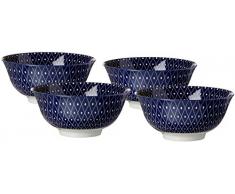 Ritzenhoff & Breker Schalen-Set Royal Reiko, 4-Teilig, 15 cm Durchmesser Vajilla, Porcelana, Azul/Blanco, 15.50 x 15.50 x 8 cm, 4 Unidades