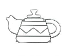 DRW Salvamantel con Forma de Tetera de Metal Cromado 27x19x2cm