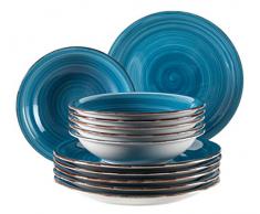 Mäser Domestic by, Serie Bel Tempo, Moldeada cerámica Vajilla 12 Piezas, para 6 Personas, en el Color Azul Oscuro