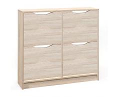Esidra Fairfield Zapatero 4 Compartimentos, Madera, Haya, 90 x 100 x 25 cm