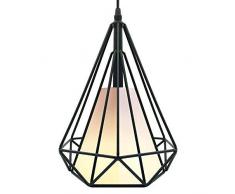 Homesbrand - Lámpara de techo colgante de metal con forma de candelabro industrial, estilo retro, para cesta de hierro dorado, negro, negro