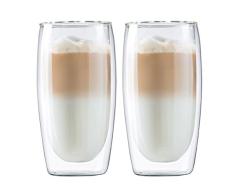 Boral CafÃ© Latte - Juego de 2 Vasos tÃ©rmicos de Doble Pared de Vidrio de borosilicato, 350 ml