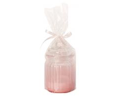 Velas de Aurora Greta perfumada de jarrón de cristal con tapa, cera, rosa, 7.8 x 7.8 x 15 cm