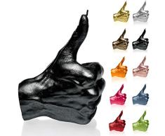 Candellana vela en forma de Pulgar | Altura: 17,5 cm | Negro Metalizado | Tiempo de combustión 30h | El tamaño de la vela es igual a 1:1 de la mano real | Hecho a mano en EU