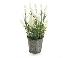 Versa 2118000 Planta Artificial Maceta Blanco Metal 9x9x24 cm