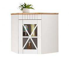 LifeStyleDesign Armario de Vitrina Esquina Russo, Madera, Color Blanco/Miel, 70Â x 46Â x 55Â cm