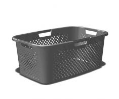 Sundis Panier LINGE Pixel 40L Cesto para la Ropa Gris con 4 Asas Ergonómicas para Facilitar su Transporte y Diseño Moderno Que Permite su Aereación, Antracita
