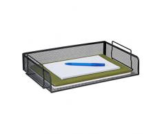 Relaxdays Bandeja para Documentos apilable de Malla, 8,5 x 36 x 25 cm, Estante Horizontal A4, Metal, Color Negro