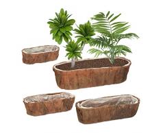 Relaxdays Jardinera, 4 TamaÃ±os Diferentes, JardÃ­n, BalcÃ³n y AlfÃ©izar, Macetas Decorativas con Forro de PlÃ¡stico, Natural, 50% Coco 40% Madera 10%, 14 x 57,5 x 20 cm